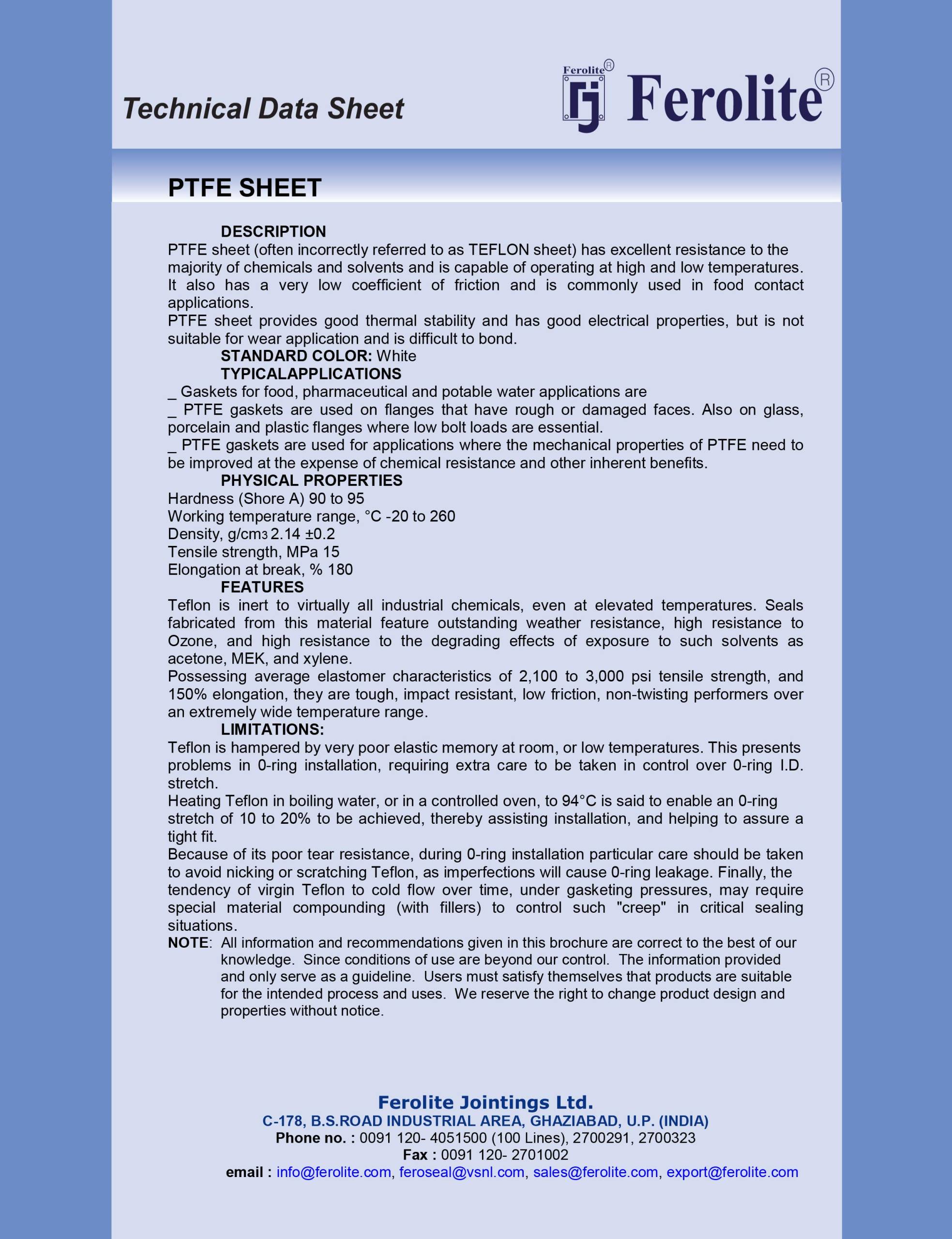 PTFE Ferolite scaled