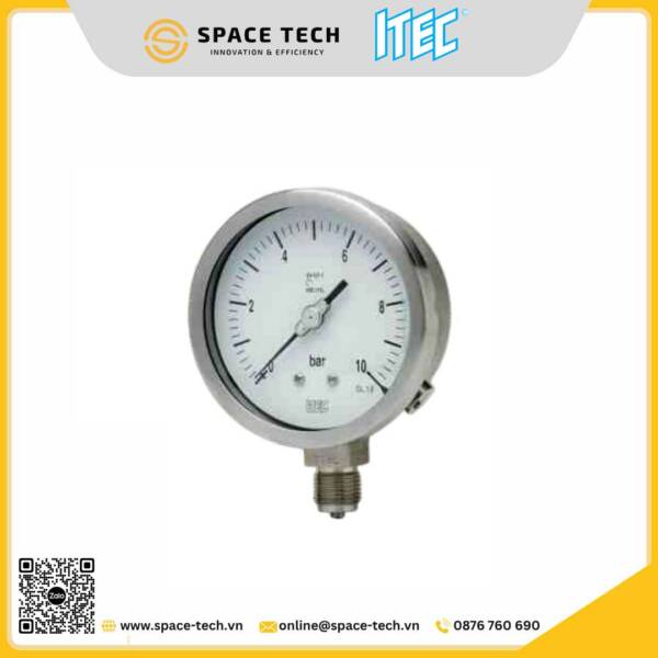 ITEC - Đồng hồ đo áp suất P102 (tích hợp nút điều chỉnh về mức 0 bên ngoài)