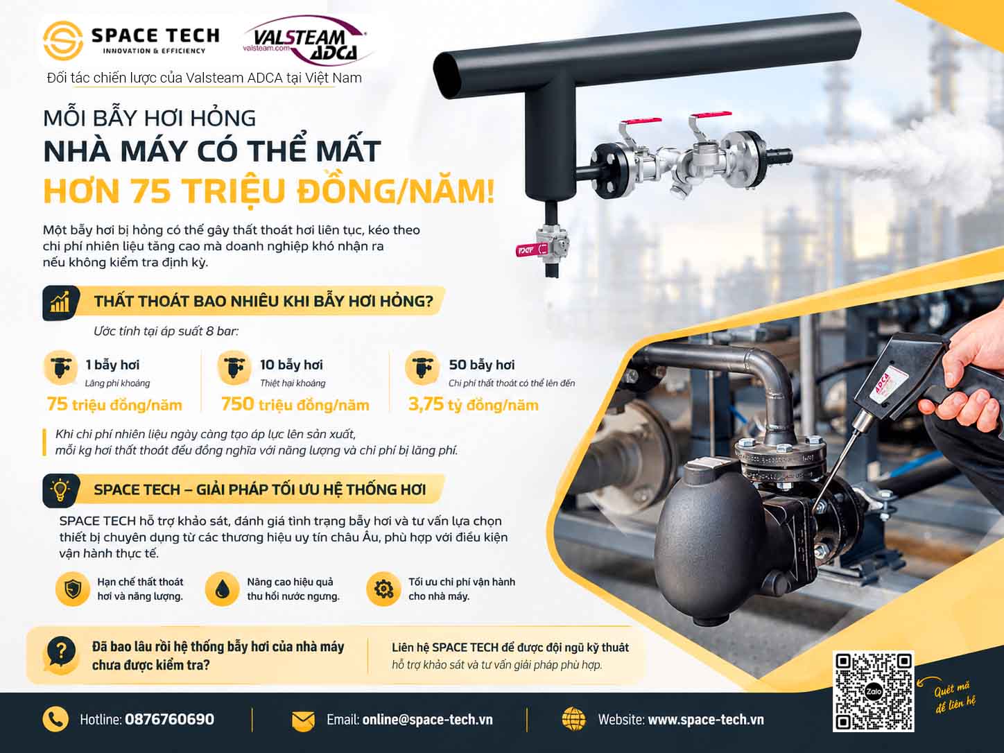 Bẫy Hơi Rò Rỉ Mất Bao Nhiêu Tiền? Giải Pháp Tối Ưu Chi Phí Cho Hệ Thống Hơi Nóng 3 Steam Trap Inspection Solutionsf Poster